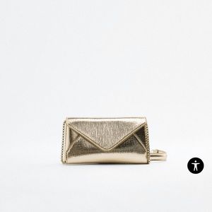 Zara Gold Crossbody/Clutch Bag NWT